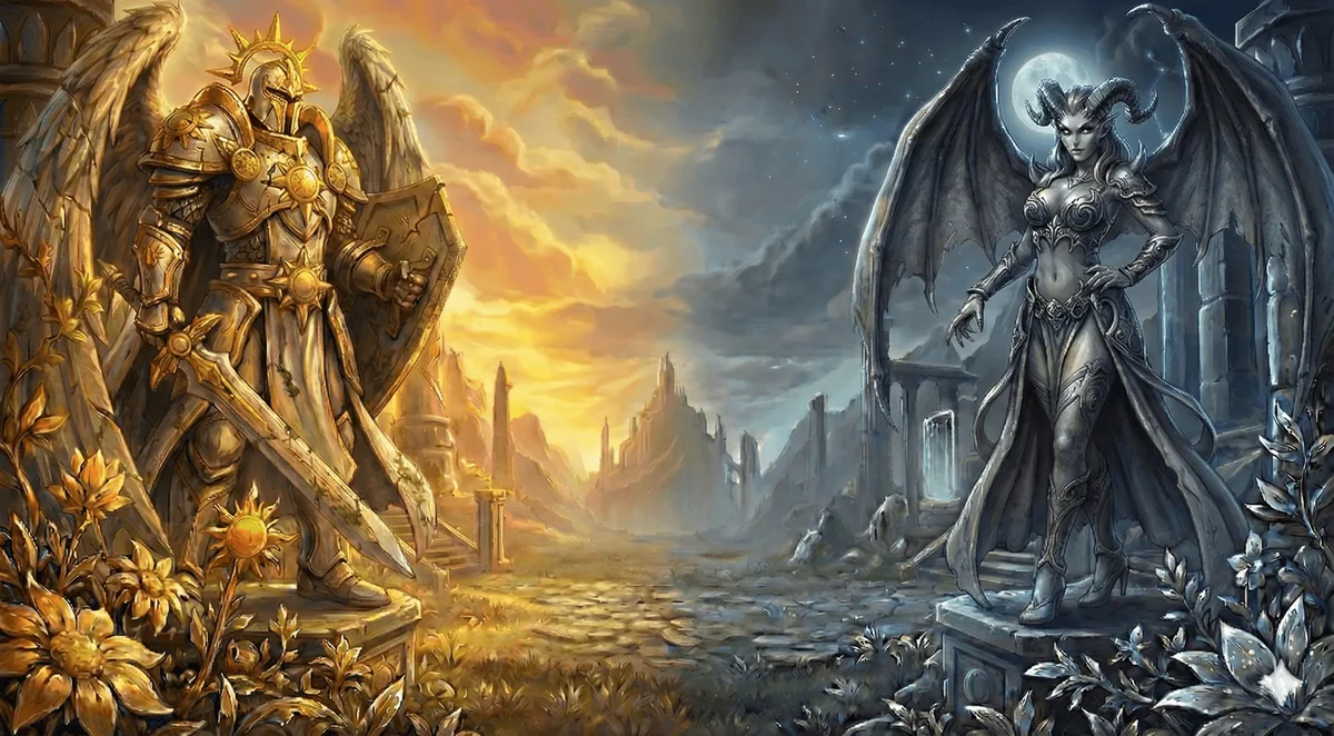 Arcane Heroes 2 Light and Darkness faction battle artwork